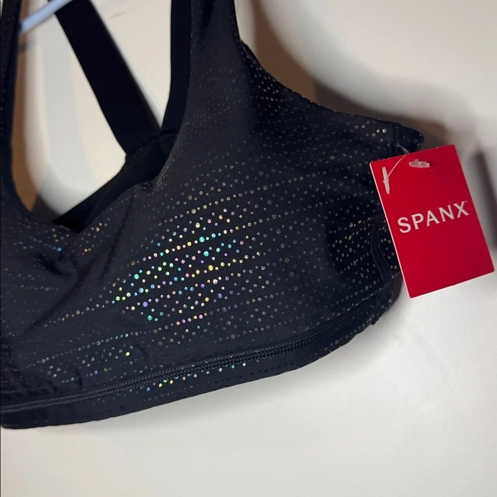 Spanx NWT women’s low impact metallic‎ mist sports bra XS black